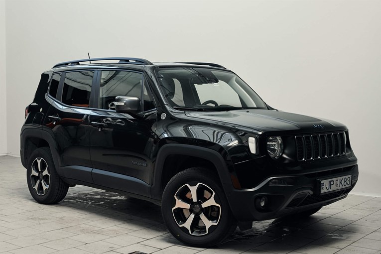 Dark blue Jeep Renegade 4x4 rental car. 